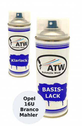 Autolack für Opel 16U Branco Mahler +400ml Klarlack Set